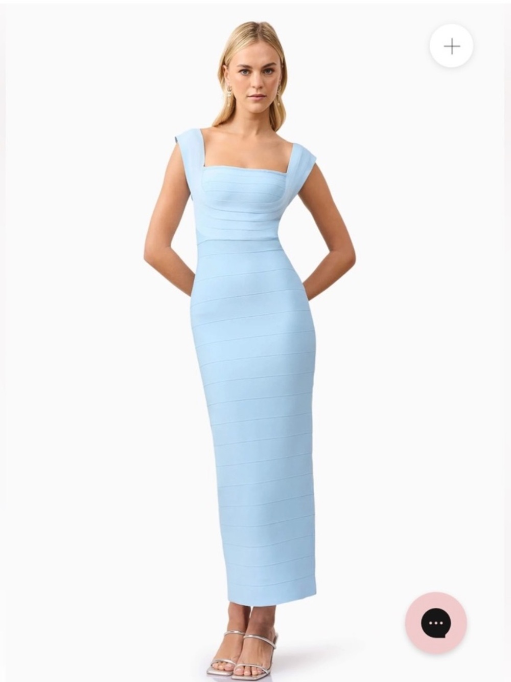elliatt fiona blue fitted bodycon bandage knit maxi gown dress size medium NEW - Picture 3 of 17